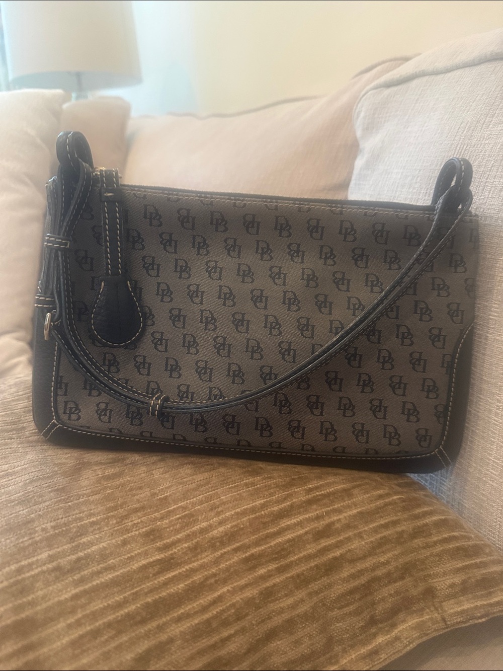 Dooney & Bourke small black Signature Jacquard Shoulder Messenger Bag